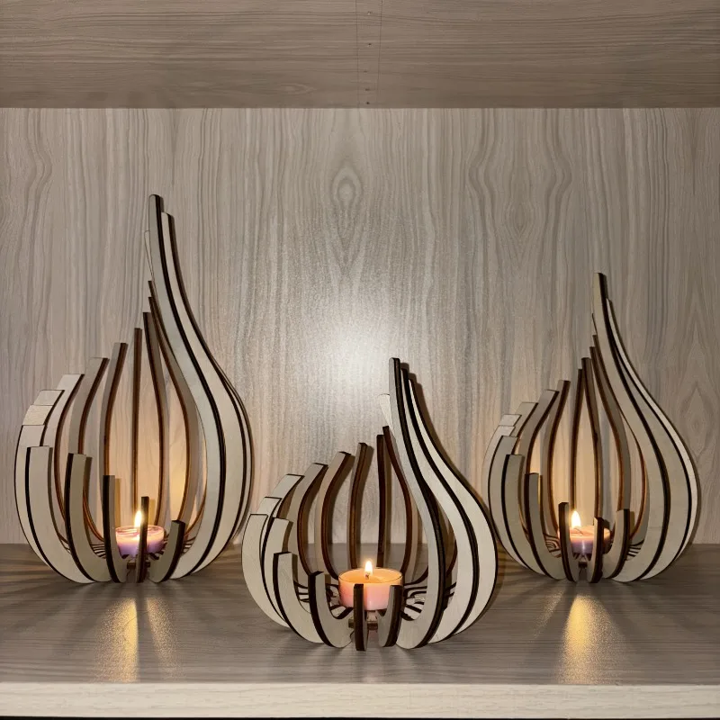 Modern Wooden Candleholder Centerpiece 3