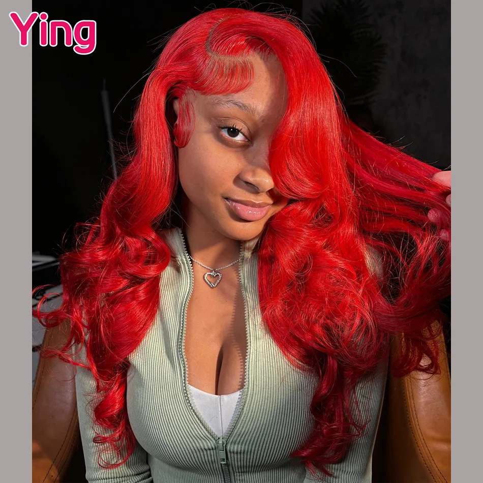 

Ying Brazilian Hair 200% Red Colored Body Wave 13x4 Wear To Go Glueless 12A Grade 13x6 Lace Front Wig PrePlucked With Baby Hair