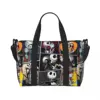 Custom Jack And Sally Collage Beach Tote Bag for  Extra Large Gym Carry On The Nightmare Before Christmas Travel Shopping Bags 2