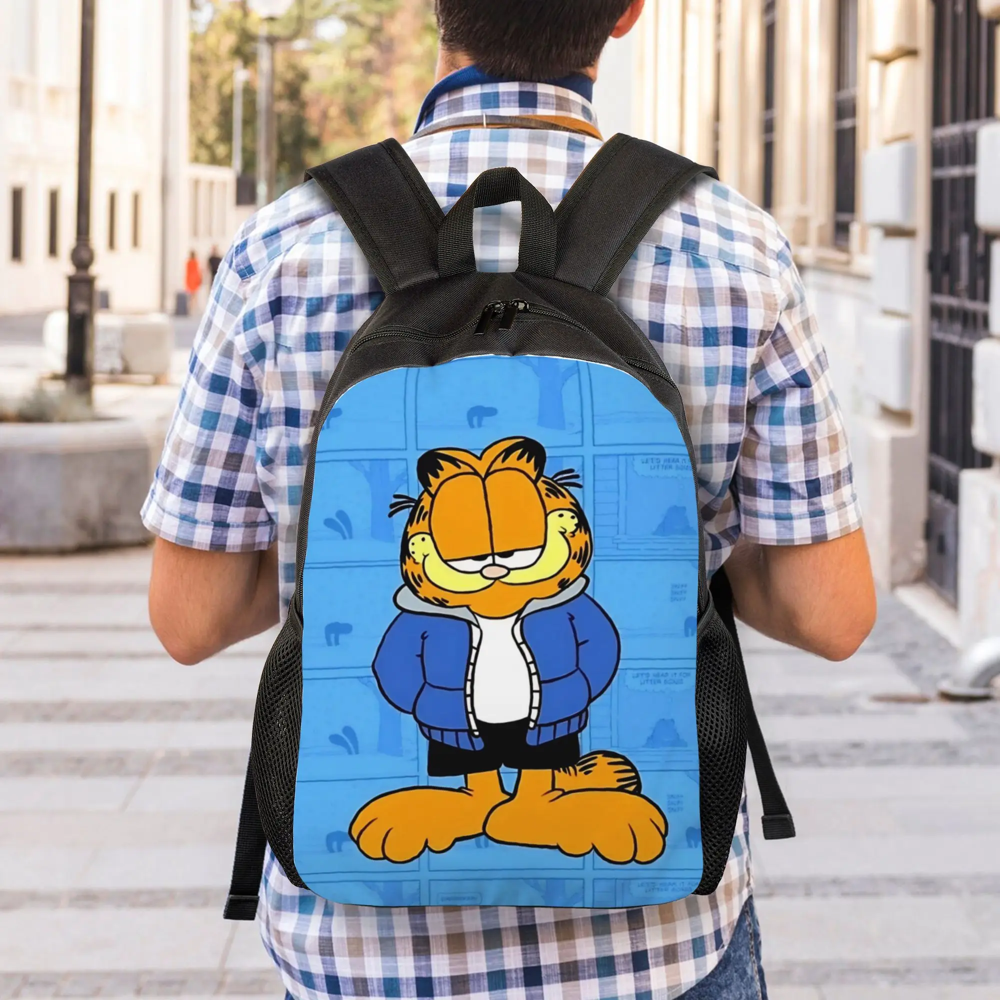 Garfielded Cool Cat 백팩 남성용 여성용 Cool High School Work Daypack 노트북 컴퓨터 캔버스 가방 선물