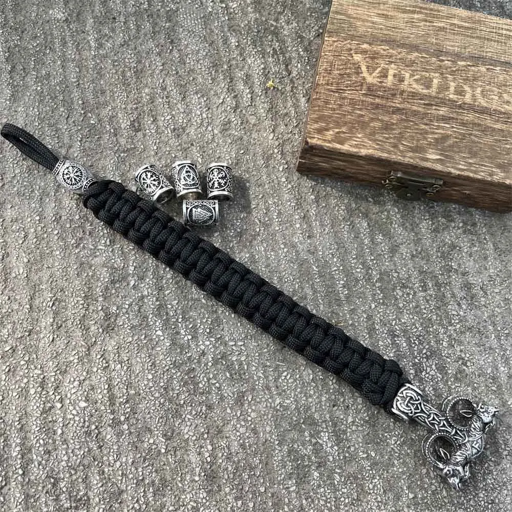 Nostalgia Thor Hammer Mjolnir Rune Ansuz God Odin Goat Ram Amulet Viking Bracelet Men Women Paracord Beads Vikingos Accesorios 6