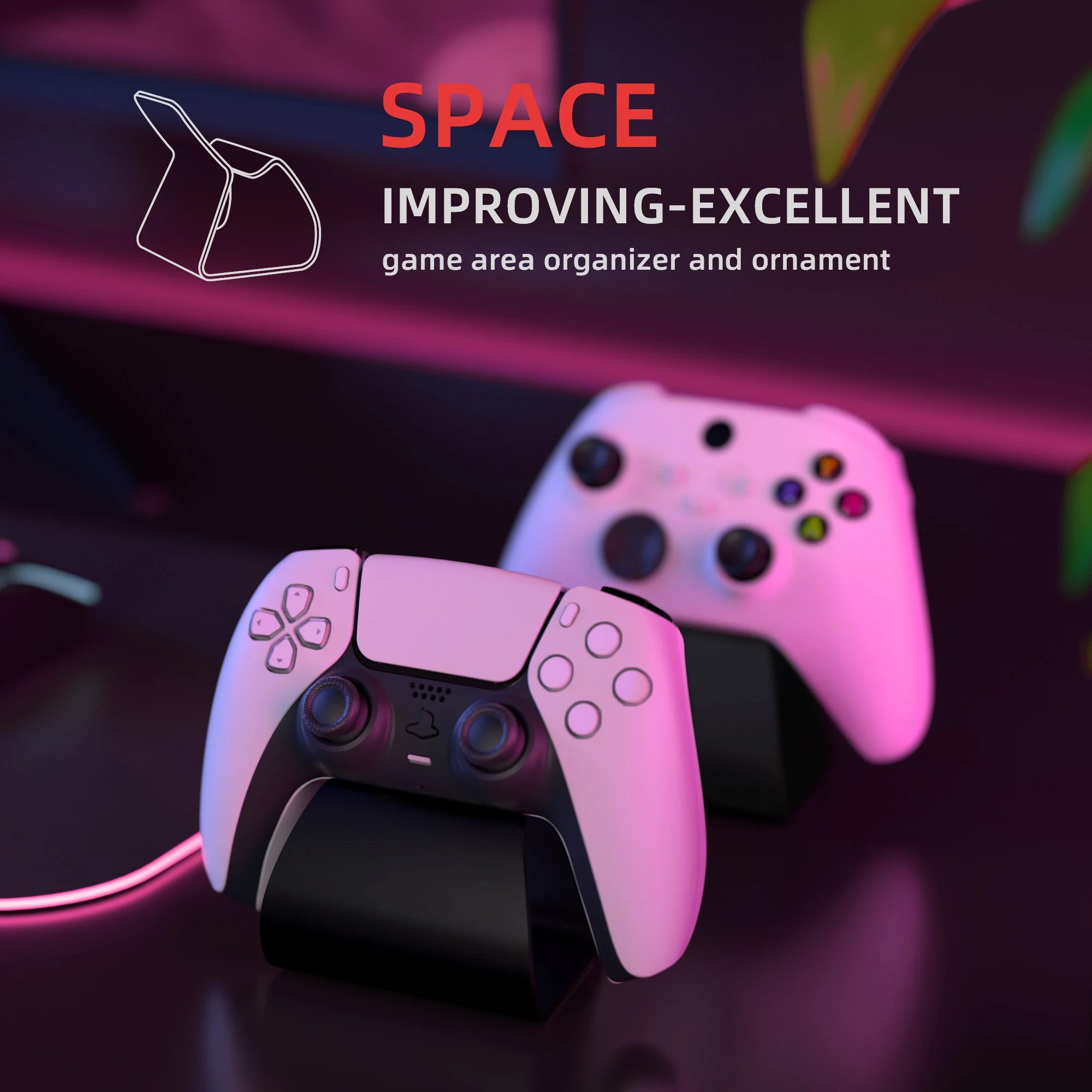 PlayVital Universal Game Controller Aluminium Metal Stand Holder for ps5 & ps4, for Xbox Series X/S & Xbox One, for Switch Pro 3