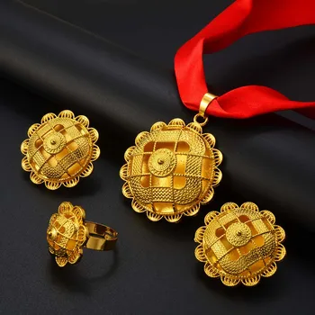 Anniyo Ethiopian Jewelry sets Pendant DIY Rope Earrings Rings African Eritrean Wedding Engagement Habesha Ethnic Gifts  #151616