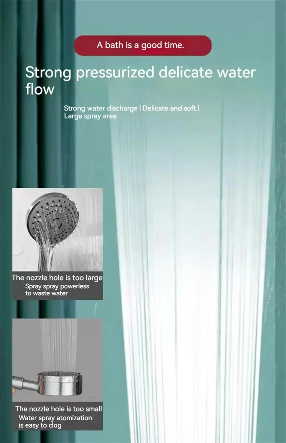 Shower Head Adjustable Large Rainfall Shower High