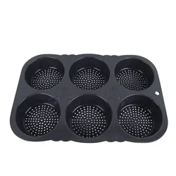 Durable 6-Cavity Foldable Reusable Bun Baking Mold with Wide Temperature Resistance (Burger mold)