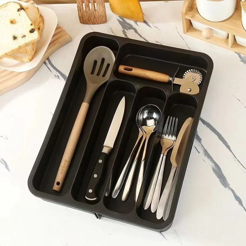 

Kitchen Silverware Drawer Organizer Expandable Utensil Tray Flatware Cutlery Holder Adjustable Storage for Spoons Forks Knives