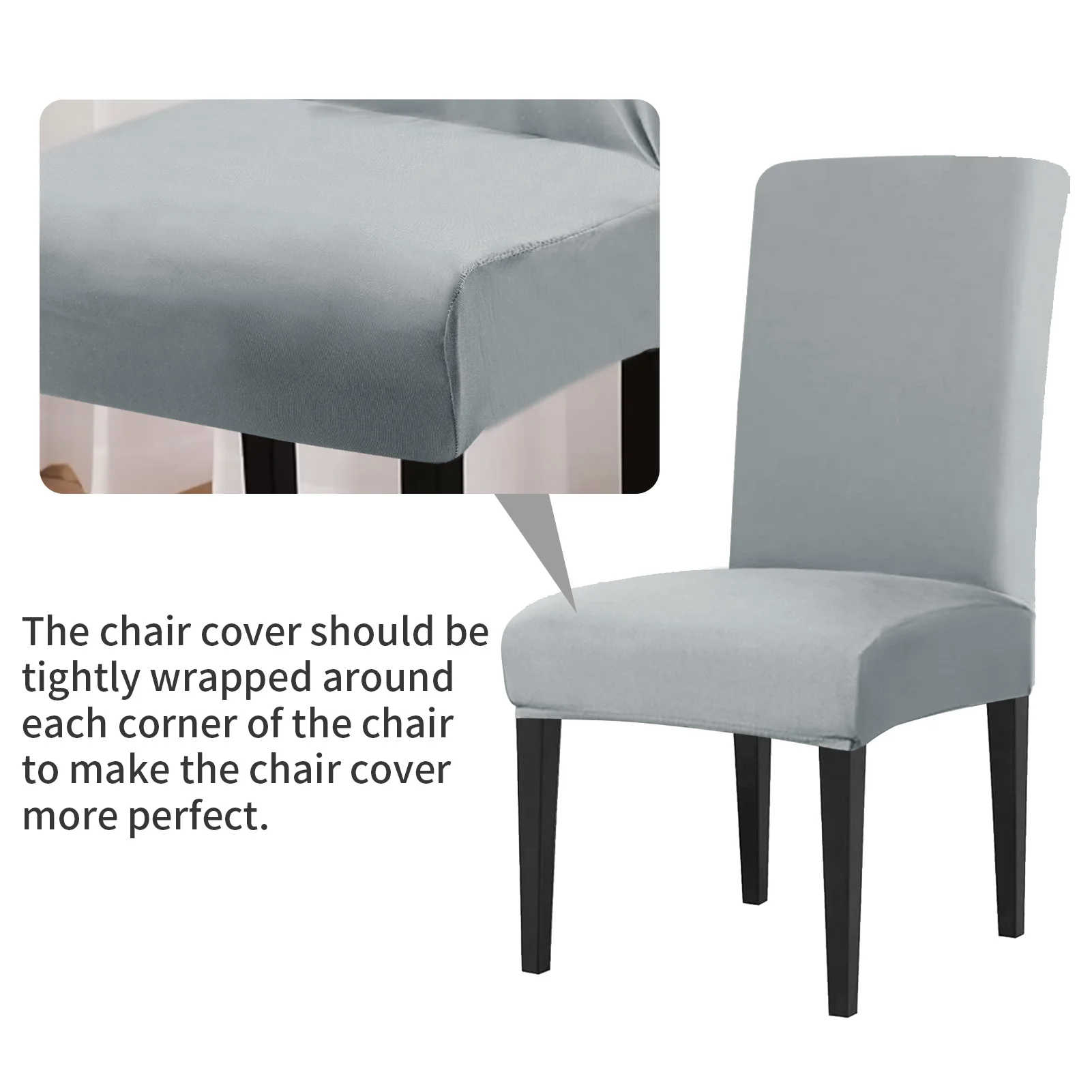 Set of 4 Stretchable Elastic Chair Slipcovers - Removable Seat Protectors for Dining Room and Office Decor