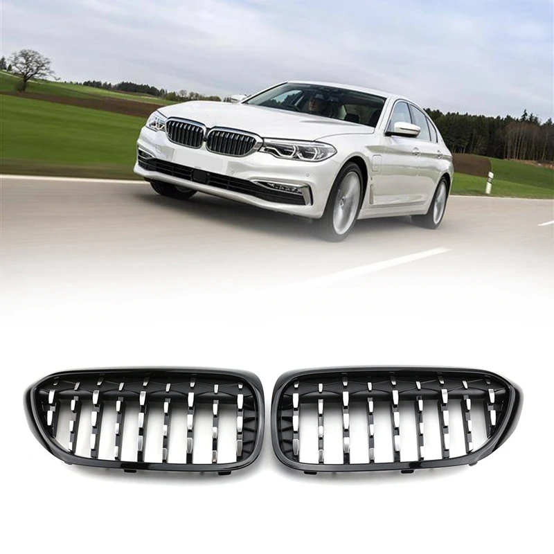 

Car Front Grille Bumper Kidney Grill For -BMW 5 Series G30 G31 G38 2018 2019 2020 Diamond Racing Grills Meteor Style
