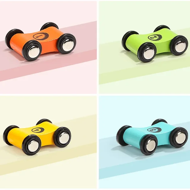 1/4Pcs Children Wooden Gliding Car Toy Ramp Race Slide Track Mini Car Games Replacement Car Colorful Model Vehicle Toys For Boys 2
