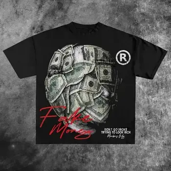 Don't Go Broke Trying To Look Rich Graphic Print Casual 100% Cotton T-Shirt Men Y2K Vintage Oversize Tshirt Streetwear Women Top 2