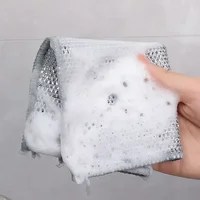 20cm Metal Wire Mesh Cleaning Cloths Double -layer Non -stick Oil Steel Wire Dishcloths Universal Sink Faucet Tea Stain Rags 2