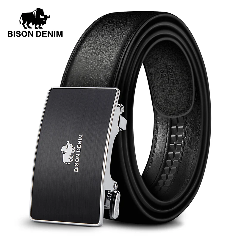 

BISON DENIM Men Genuine Leather Belt Fashion Automatic Alloy Buckle Belt For Men High Quality Luxury Brand Male’ Strap For Jeans