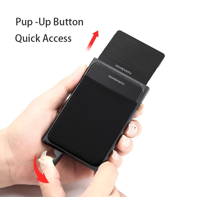 Thin Pop-out RFID Metal Card Holder Slim Aluminum Wallet Elasticity Back Pouch ID Credit Card Holder Travel Cardholder Purse leather wallet wallet card holder card holder credit card holder credit card wallet card wallet id card holder id card case wallet card bag document card wallet