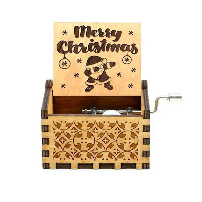 Hot Wooden Hand Crank Music Box Anime Theme Halloween Merry Christmas Decoration Home Christmas Birthday Gift 4