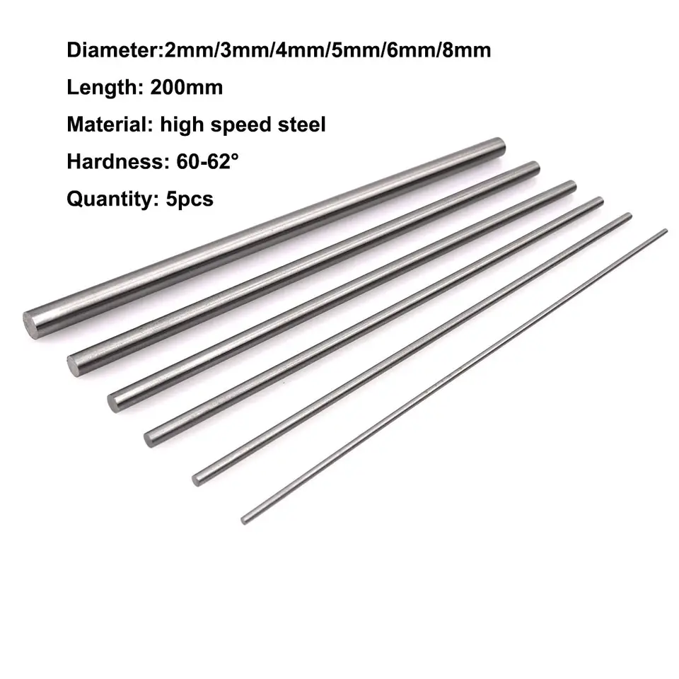 5Pcs/set High Speed Steel Solid Round Rod 2mm 3mm 4mm 5mm 6mm 8mm linear shaft metric round rod Length 200mm image 1