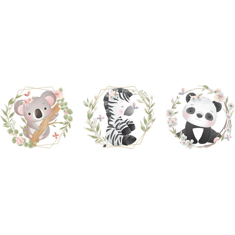 Kawaii Animals Cartoon Wall Stikers for Baby Room Decoration Hippo Lion Panda Bedroom Livingroom Wall Decor Accessories Decals 