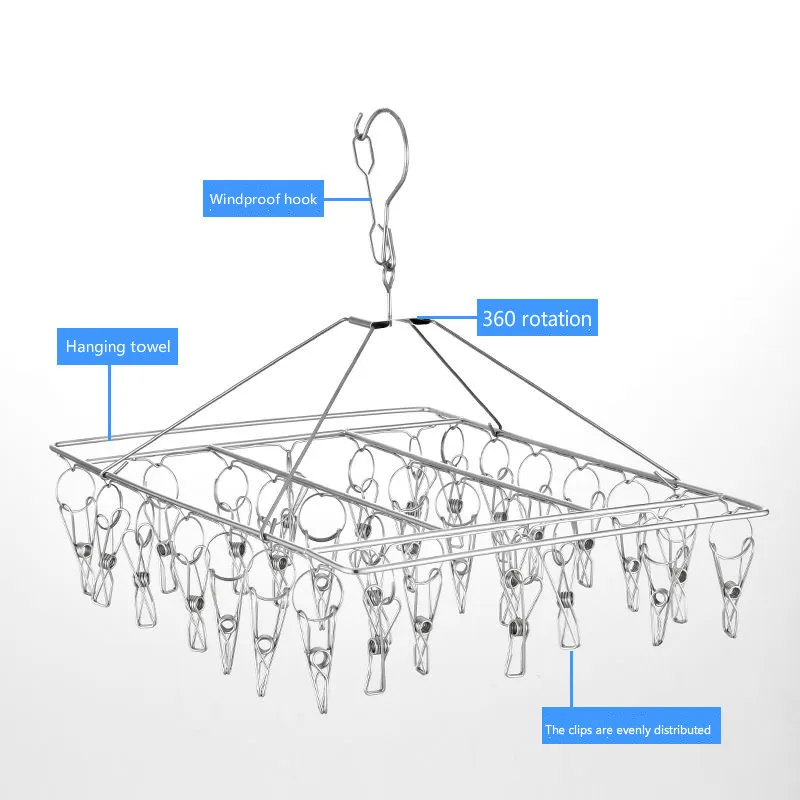 Stainless Steel Windproof Clips Clothespin Laundry Hanger Clothesline Sock Towel Bra Drying Rack Clothes Peg Hook Airer Dryer 6