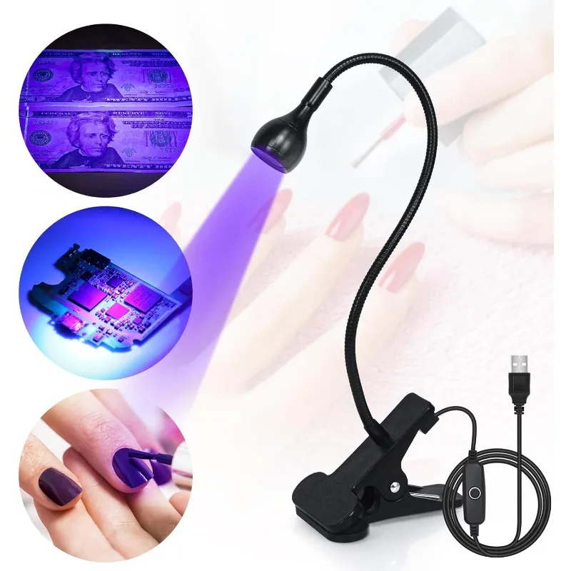 네일 드라이어 라이트 UV 네일 램프 395nm 파장 클립형 데스크 미니 USB 젤 네일용 손톱 매니큐어 살롱 도구
