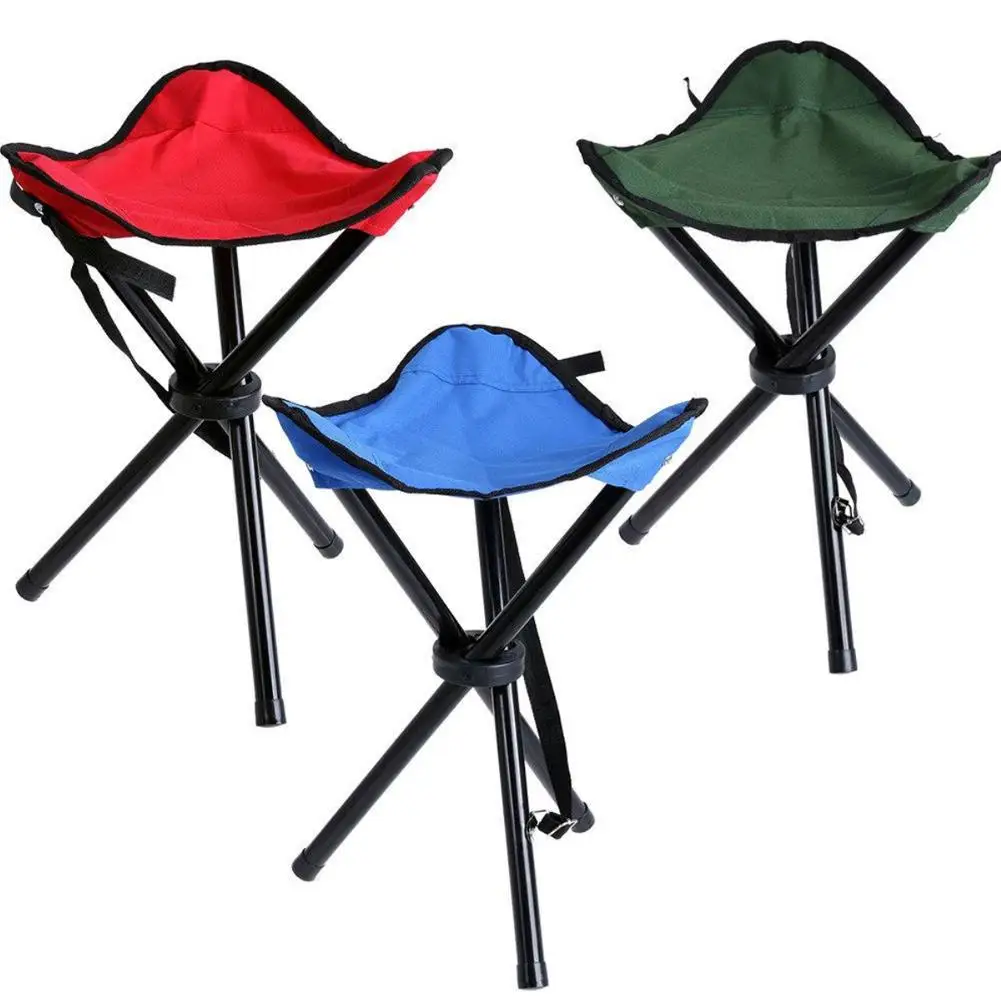 Folding Camping Chair Foldable Three Feet Beach Chair Portable Tripod Stool Folding Camping Walking Fishing Accessories