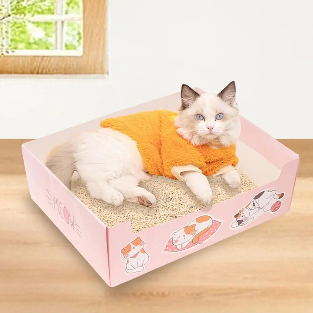 Disposable Cat Litter Pot Cat Litter Box Cartoon Paper Folding Style