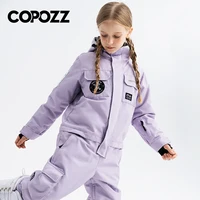 COPOZZ New Winter Ski Suit For Kids Boys Children Waterproof Warm Ski Overalls Girls Windproof Snowboard One Piece Ski Jumpsuit 2