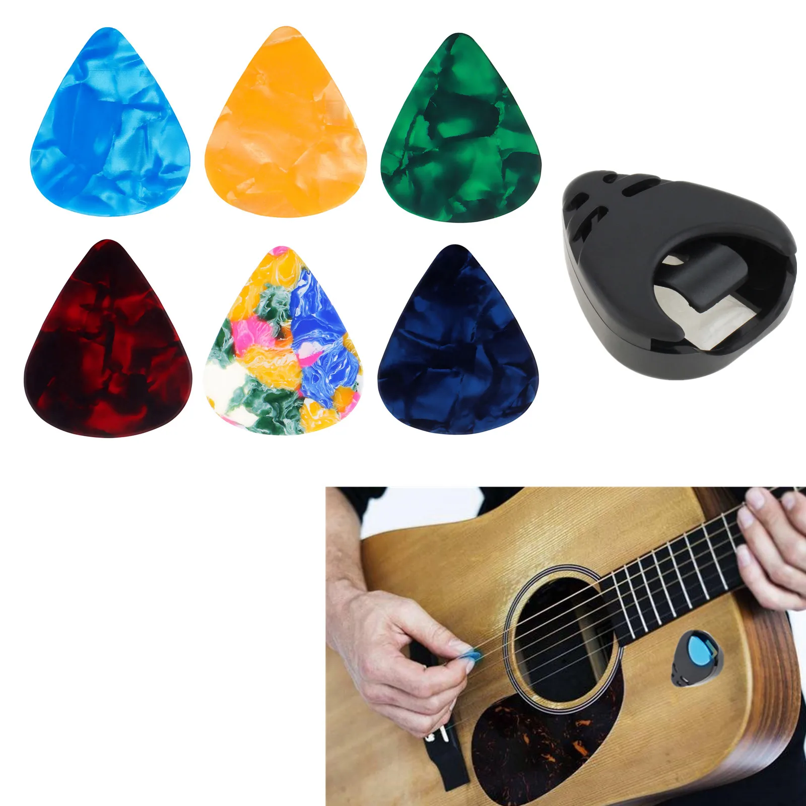 Sleek Black Adhesive Guitar Pick Holder