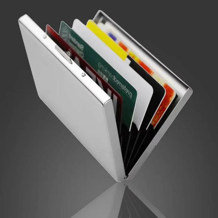 Business Card Holder Men Aluminum Metal Portable for Enterprises Office