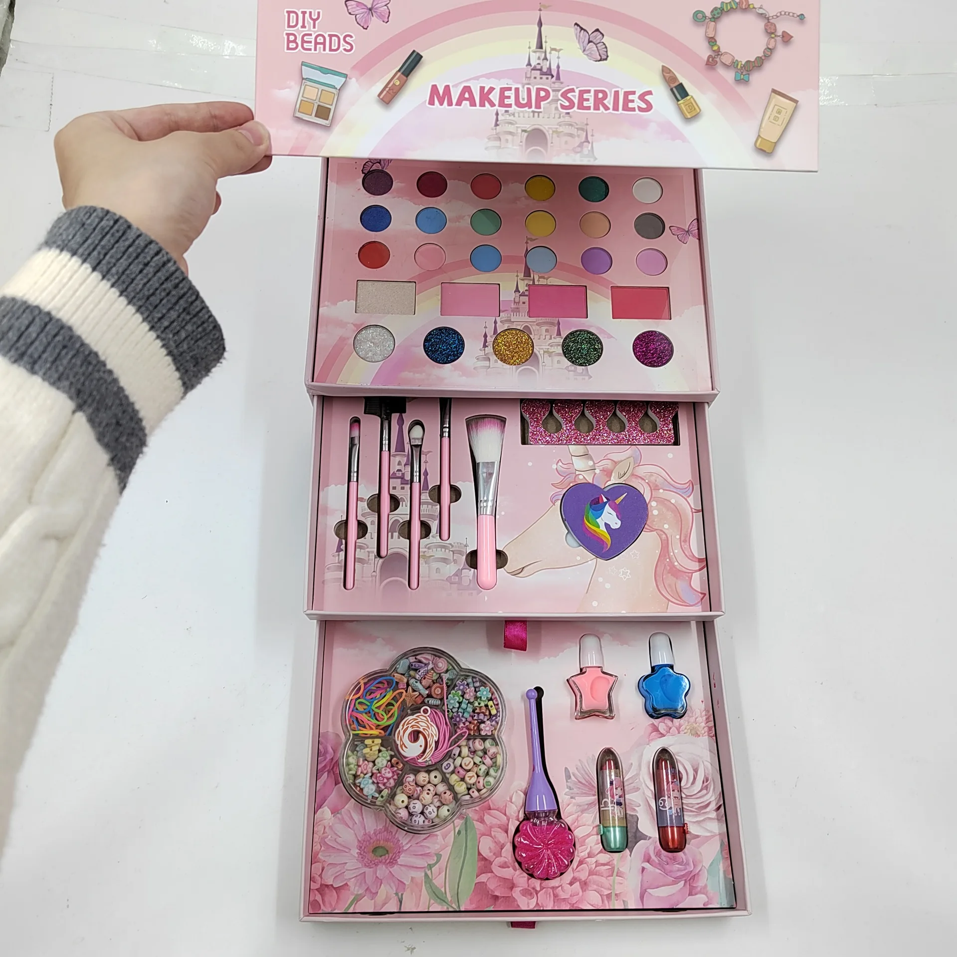 Kids Girls Makeup Kit Real Makeup Toy Washable Pretend Play Cosmetics Set For Toddlers Age 4 5 6 Years Old