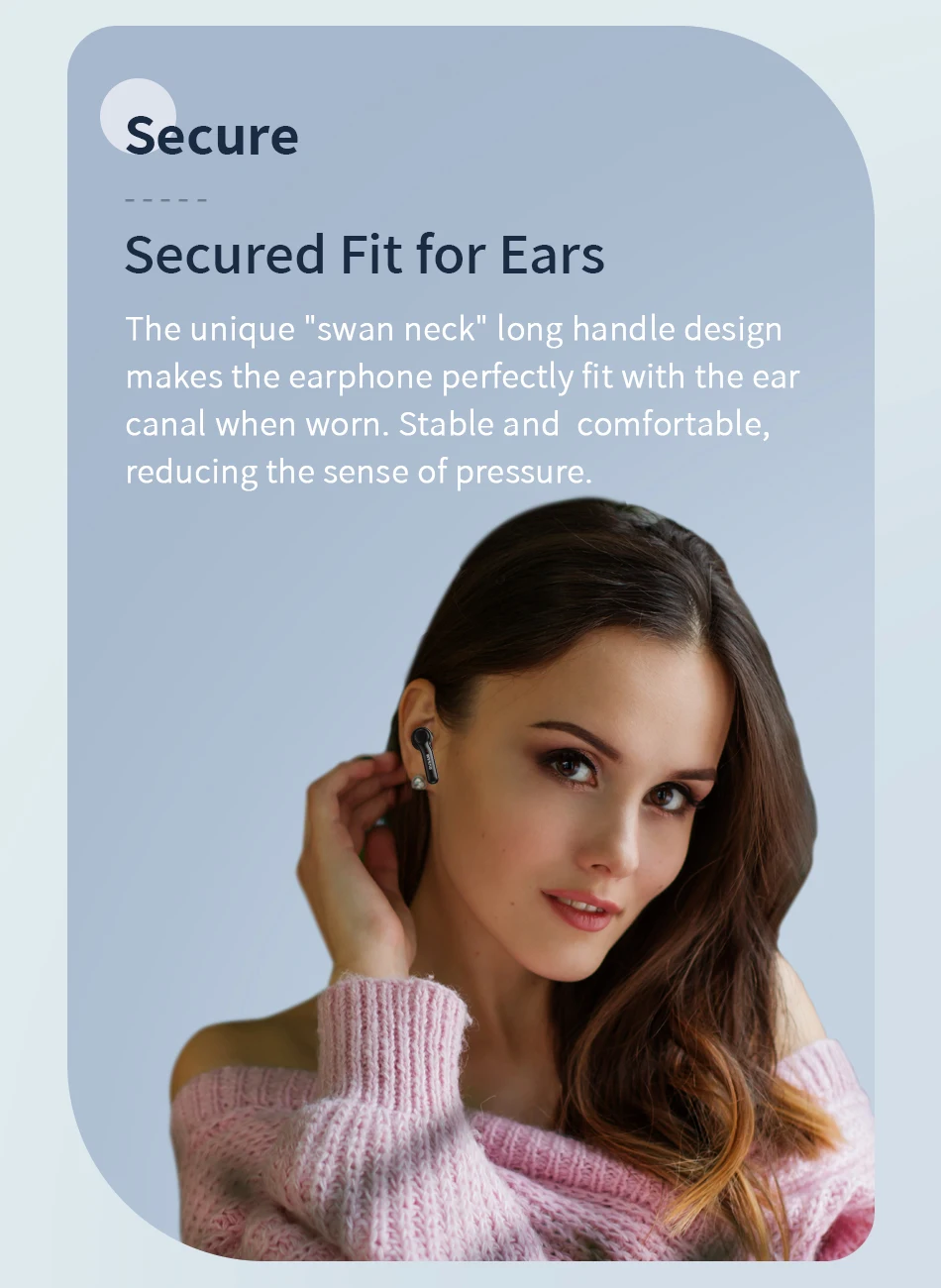RUSAM RS19 5.2 Bluetooth Headphones TWS Wireless Headset Portable Touch Control Deep Bass Earbuds Noise Cancellation Earphones