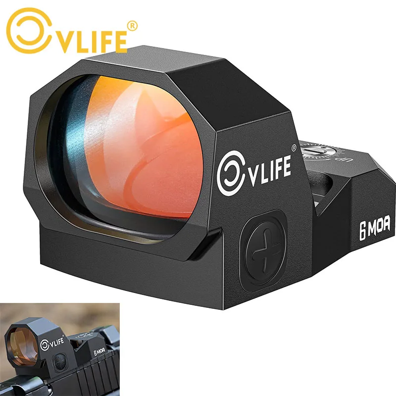CVLIFE 6 MOA Red Dot Pistol Open Reflex Sight 28mm Large Lens Adapter Plate for MOS and 21MM Picatinny For FullSize Handgun red dot laser sight
