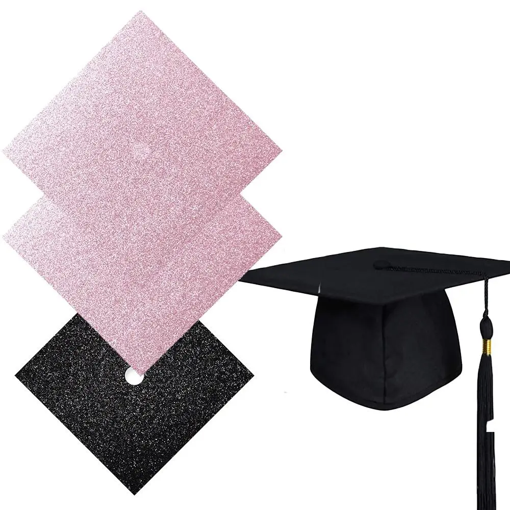 Graduation Cap Decorations Glitter Gold Cap Paper Self Adhesive Stickers for Graduation Topper DIY graduation cap stickers