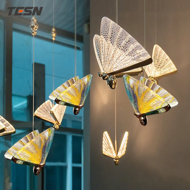蝶の形をしたledペンダントベッドサイドランプ,シンプルで豪華な
