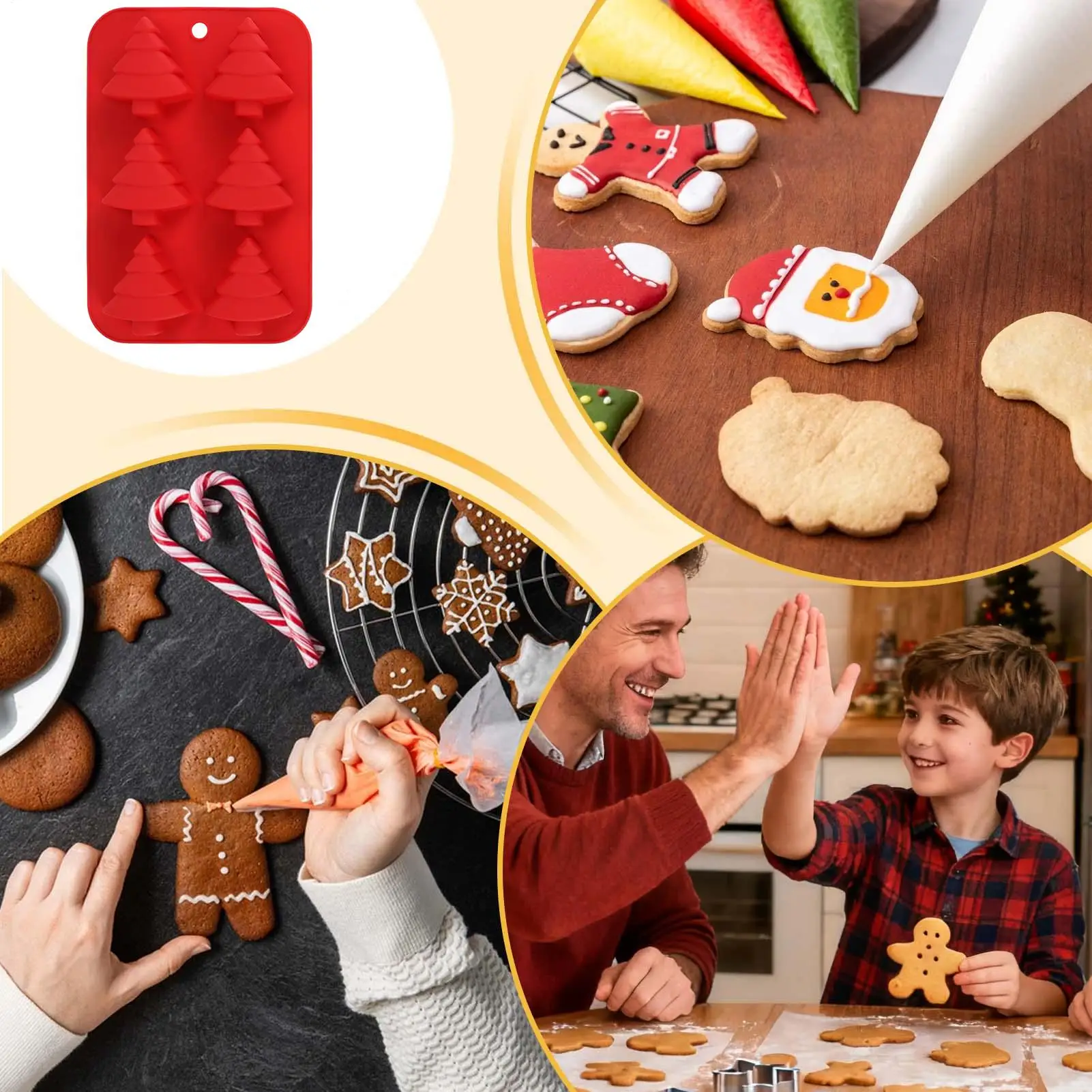 Holiday Silicone Molds Non-stick Moulds Tray Silicone Molds Christmas Shapes For Cake Soap Candy Ice Cookie Food Crafts Fondant