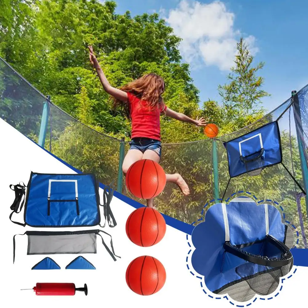 Mini Trampoline Basketball Hoop Indoor Outdoor Jumping Children Waterproof Trampoline Accessory Sports Hoop Girl Boy Basket Z0Y8 1pcs children colorful skip ball jumping rope ball skip ropes sports swing ball toys playground sports kits outdoor fun toy