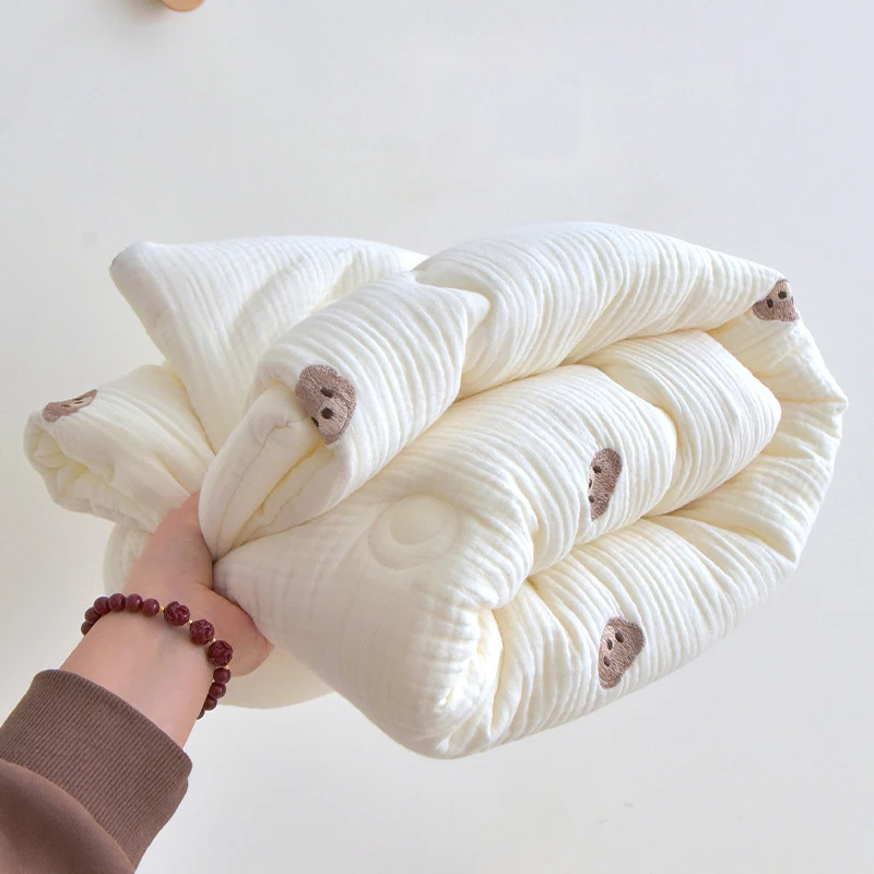 Soft Cotton Winter Quilt for Baby Crib Bedding Cartoon Embroidery Baby Comforter Thick Kindergarten Air Conditioning Blanket