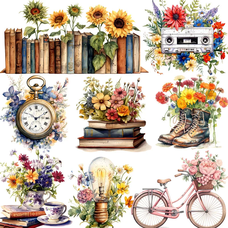 

Retro flowers Stickers Crafts And Scrapbooking stickers kids toys book Decorative sticker DIY Stationery
