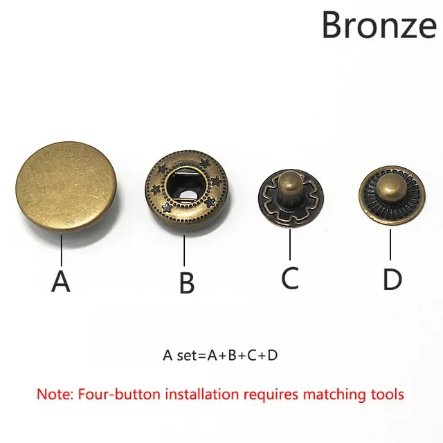 Metal Snap Buttons,Fasteners, Snap Fasteners,Snap Button,Hidden Sew  Snap,Press Studs,10 Sets 10/12/15/17/20mm Metal Sewing Button Snap Button