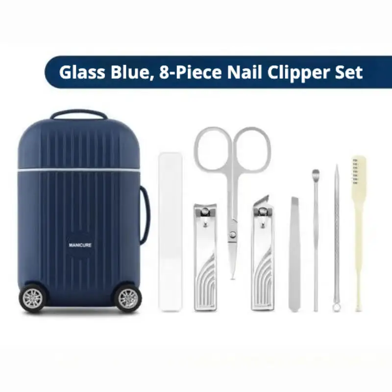 New 8Pcs Mini Suitcase Nail Clipper Set Convenient Beauty Tools Nail Clipper Manicure Trimmer Pedicure Knife Ear Peeling