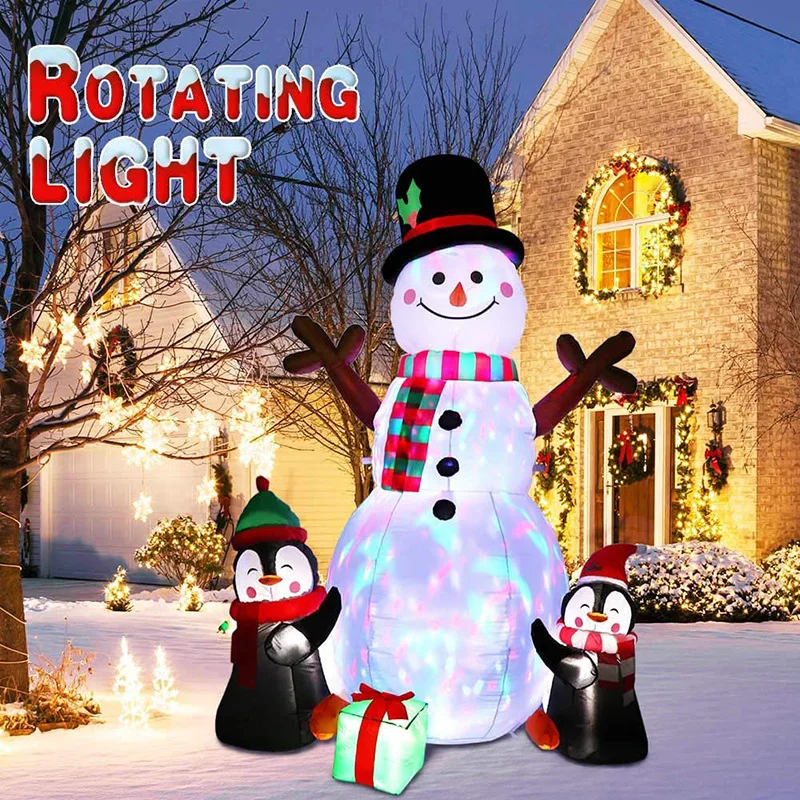 

183cm Inflatable Christmas Snowman Penguin Embrace with Lights Outdoor Christmas Decoration Courtyard Inflated Toys Party Props