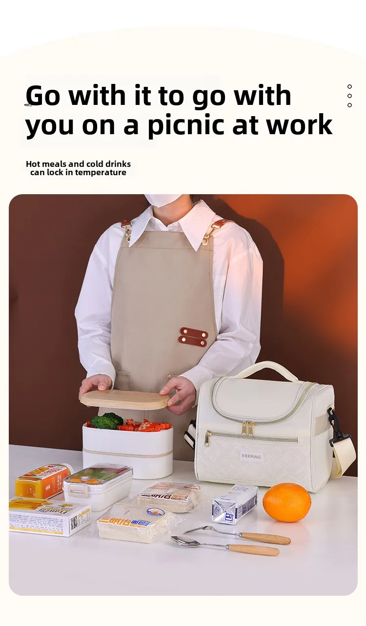 Neue isolierte Umhängetasche – Thermo-Lebensmitteltasche für Büroangestellte, auslaufsichere tragbare Mahlzeitträger für Picknick und Schule – Detail 5