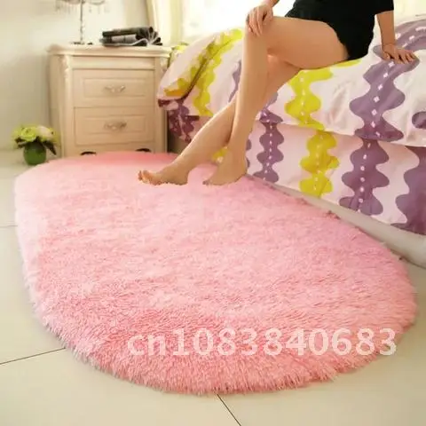 

New Fashion Cute Oval Anti-skid Carpet Shaggy Area Rug Carpet Home Bedroom Dining Room Floor Mat Thick Fluffy Rugs 40*60cm