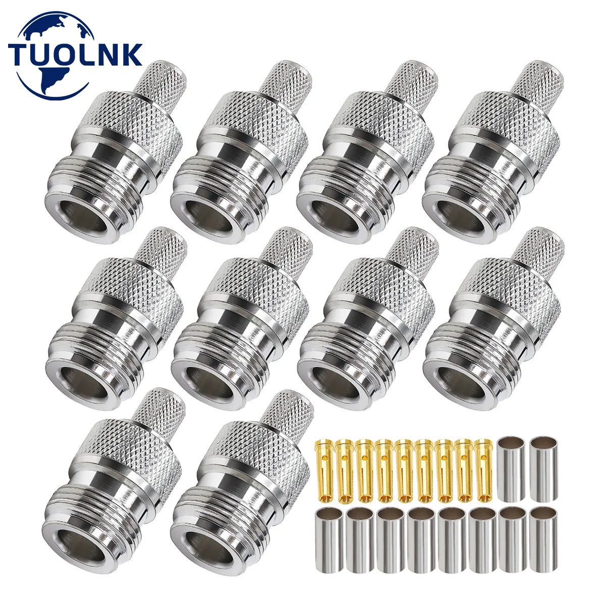 Connettore A Crimpare Femmina N Tipo Jack Connettore Diritto Coassiale A Bassa Perdita 50 Ohm Per Cavo Coassiale Rf 5D-Fb