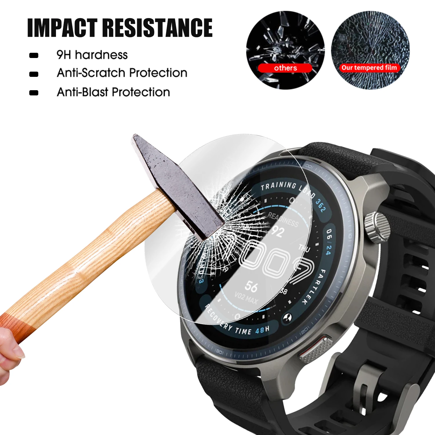 Amazfit Balance 2 용 강화 유리 화면 보호기 자동 정렬 도구가있는 SmartWatch 보호기 경도 긁힘 방지 필름