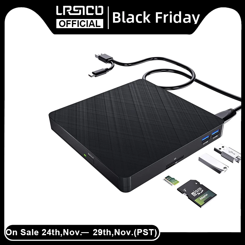 External Optical Drives Rom Dvd Portable Player Cd Rw Recorder Burner With Sd/tf Card Reader Usb