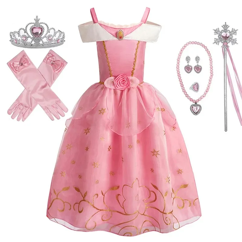 Girls Princess Dress Kids Disney Cosplay Cinderella Snow White Aurora Rapunzel Halloween Costume Children Birthday Party Dresses