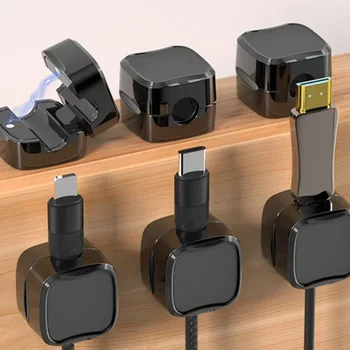 1/3/6pcs Adjustable Cable Holder Magnetic Wire Cord Car Cables Clips Data Line Fixer Wire Keeper Office Organizers Desk Storage 1