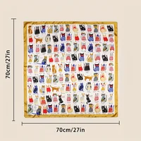 1PC Cute Kitten Pattern Square Scarf Simulated Silky Scarf Women Clothing Accessories Mother Day Gifts 6