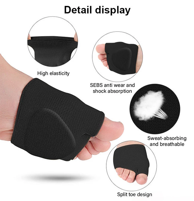 1pc Metatarsal sleeve Toe Bunion Sole Forefoot Gel Pads Cushion Half Sock Supports Foot Care Tool