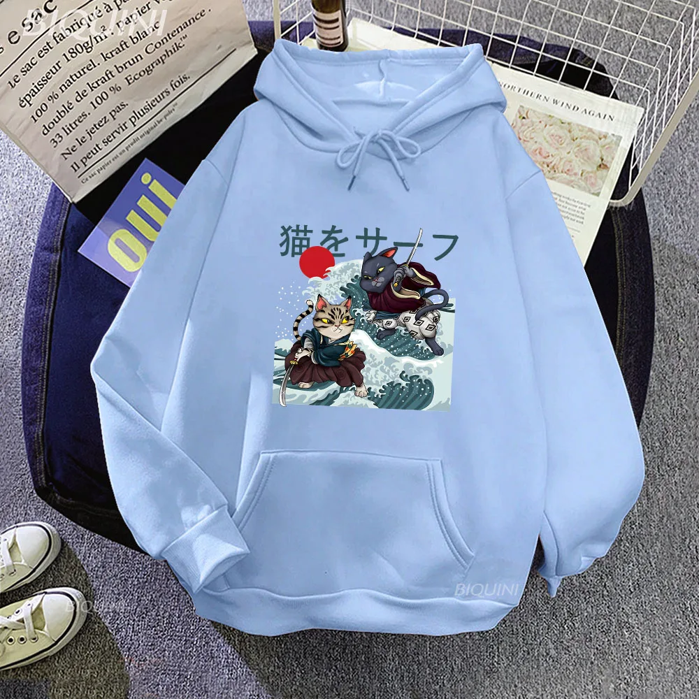 

Japanese Kanji Cat Y2k Clothes Women Classic Versatile Couple Cartoon Printing Long Sleeve Round Neck Hoodies Manga Streetwear