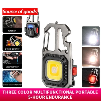 Mini LED Flashlight Work Light Portable Pocket Keychain Outdoor Bottle Opener Key Ring for Camping Emergency Hiking W5138 2